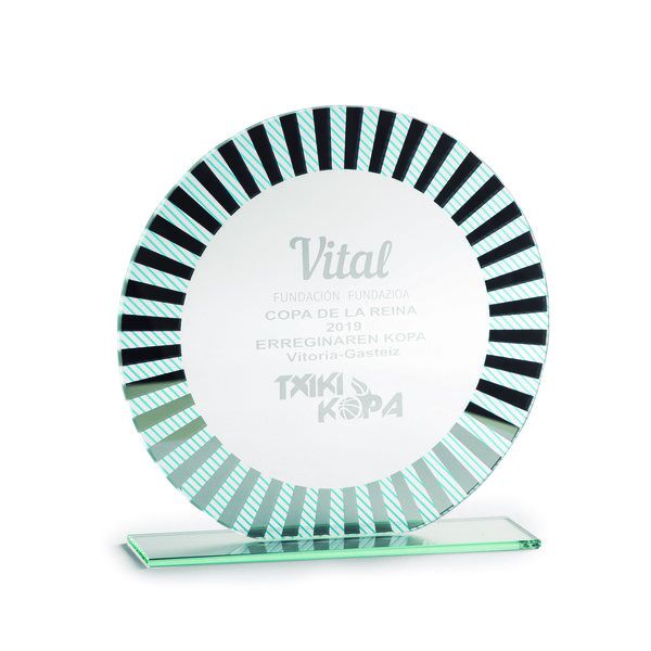 CIRCULAR GLASS AWARD – 21CM | CRYSTAL TROPHY WITH GIFT BOX - Image 1
