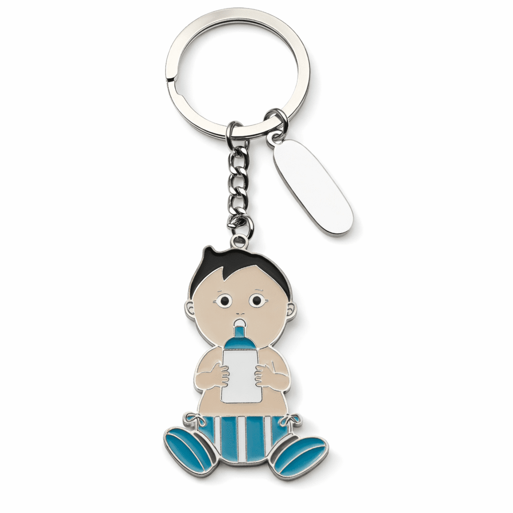 BABY SILVER KEYRING IN BLUE | OUTLET GIFT FOR NEW MOTHERS | BABY BOY KEEPSAKE - Image 1
