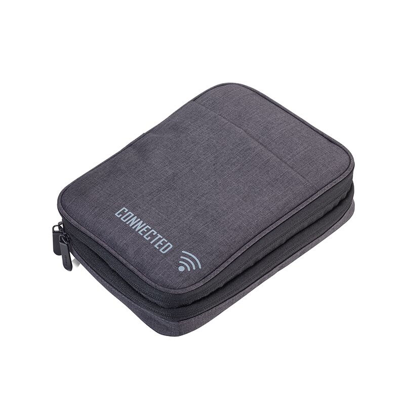 CB030-DG_1.jpg TROIKA ORGANISER POCKET 2 ZIPPERS – COMPACT TRAVEL POUCH (5X16X23CM) - Image 1