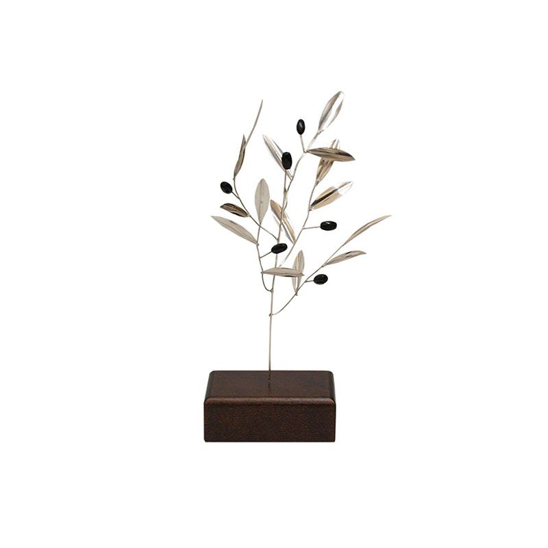 HANDMADE SILVER OLIVE TREE 28CM – DECORATIVE AWARD W/ PRINTED PLATE & GIFT BOX - Image 1