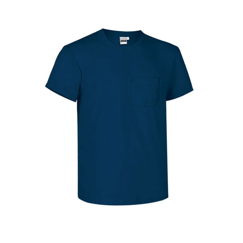 NAVY BLUE T-SHIRT WITH POCKET | 100% COTTON CREW NECK – REINFORCED POCKET - Image 1