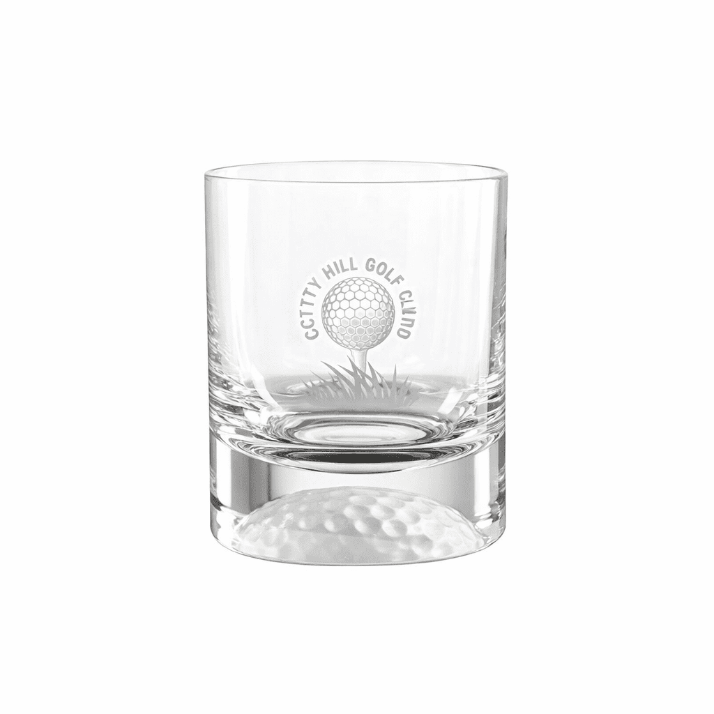 GOLF BALL BASE WHISKY TUMBLER – 300ML UNIQUE CRYSTAL GLASS - Image 1