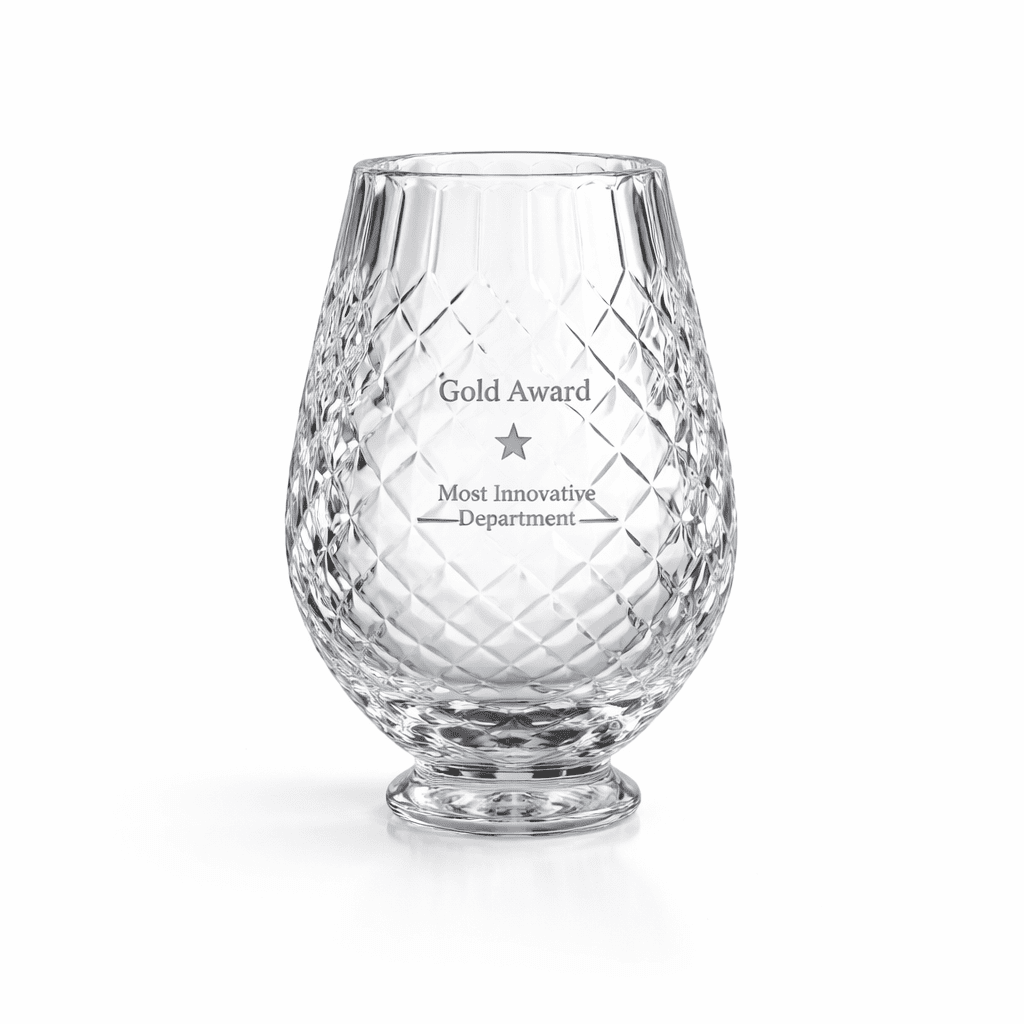 L431 3 25CM LEAD CRYSTAL PANELLED TULIP VASE – ELEGANT CUT CRYSTAL FOR GIFTS & AWARDS - Image 1