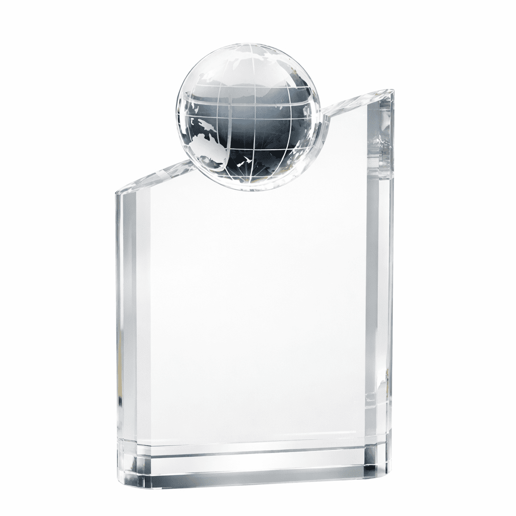 SY1064 2 DELUXE 21.5CM CRYSTAL GLOBE AWARD TROPHY WITH GIFT BOX - Image 1