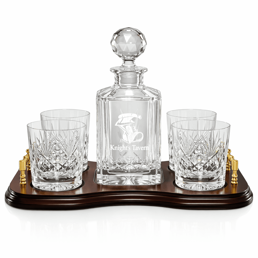 T47 22 5PC WHISKY SET WITH WOOD BASE - Image 1