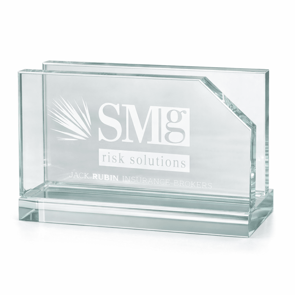 GLASS BUSINESS CARD HOLDER 10X5X5CM – PREMIUM DESK ACCESSORY WITH GIFT BOX - Image 1