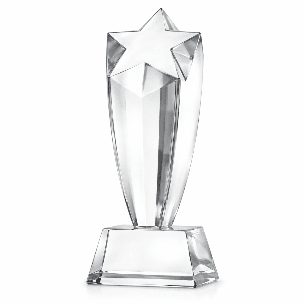 DELUXE 23CM CRYSTAL STAR TROPHY AWARD WITH PRESENTATION BOX - Image 1
