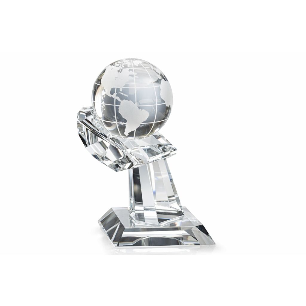 DELUXE 24CM CRYSTAL GLOBE AWARD TROPHY WITH PREMIUM PRESENTATION BOX - Image 1