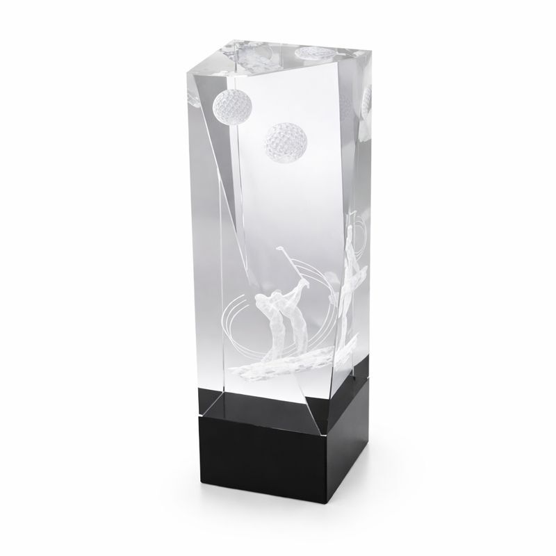 DELUXE GOLF CRYSTAL AWARD – 14CM | CUSTOM ENGRAVED TROPHY WITH GIFT BOX INCLUDED - Image 1