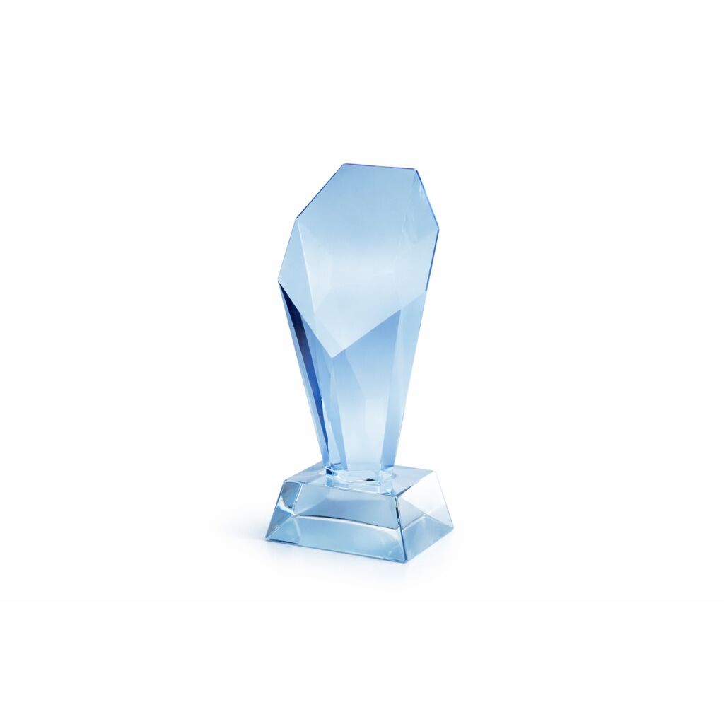 DELUXE 22CM LIGHT BLUE CRYSTAL AWARD TROPHY WITH PREMIUM PRESENTATION BOX - Image 1