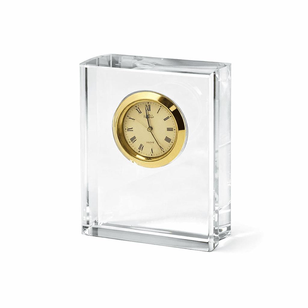 8.5CM DECORATIVE CRYSTAL DESK CLOCK – ELEGANT GLASS TIMEPIECE - Image 1