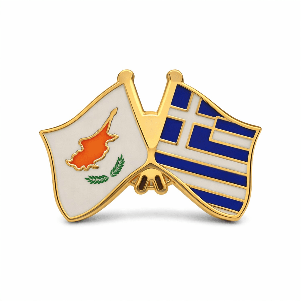 CYPRUS & GREECE FRIENDSHIP FLAG PINS – HIGH-QUALITY LAPEL PINS (24H SERVICE) - Image 1
